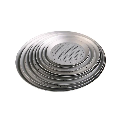 6 bis 16 Zoll Bäckerei Restaurant perforiertes Aluminium flache runde Pizzablech Pan Pie Gebäck Lebensmittel Backform